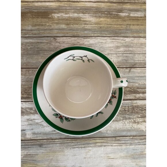 Spode Christmas Tree Teacup Saucer Set Made in England - Single Replacement Set - Picture 3 of 10